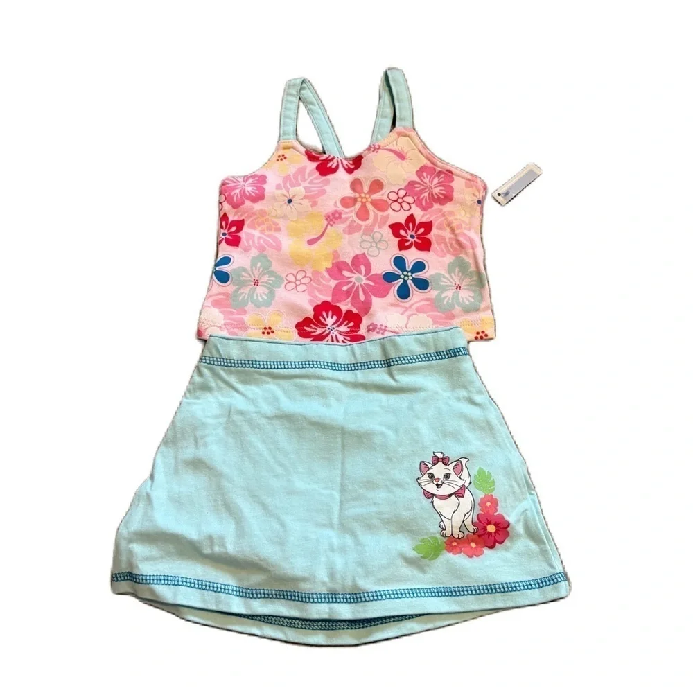 Disney Aristocats Marie Cat Floral Tank Top and Skirt Set NEW 12 mos Vintage 90s